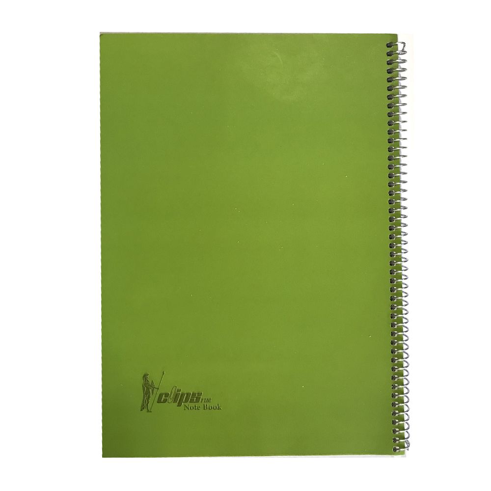 دفتر سیمی جلد مقوایی سبز کم رنگ 100 برگ کلیپس