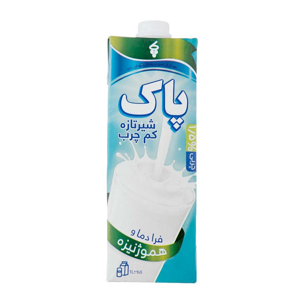 شیر کم چرب 1 لیتری پاک